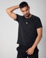Quick drying moisture wicking Athletic crew neck t shirt in black