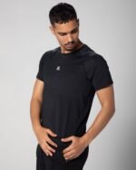 Quick drying moisture wicking Athletic crew neck t shirt in black - Image 3