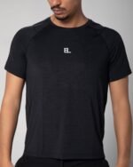 Quick drying moisture wicking Athletic crew neck t shirt in black - Image 5